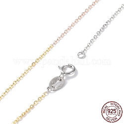 925 collares de cadena tipo cable de plata de ley para mujer, con cierre de mosquetón, multicolor, 17-3/4 pulgada (45 cm)