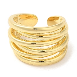 Латунное многострочное открытое кольцо-манжета для женщин с покрытием стойки, без свинца и без кадмия, реальный 18k позолоченный, размер США 7 1/4 (17.5 мм)