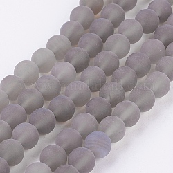 Chapelets de perles en agate grise naturelle, mat, ronde, 10mm, Trou: 1mm, Environ 39 pcs/chapelet, 15.7 pouce
