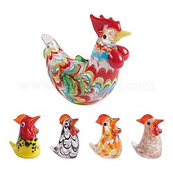 5Pcs Glass Chick Figurine, Handmade Blown Rooster Glass Art Statue, Mini Glass Animal Decor for Collectibles Home Table Decoration, Mixed Color, 59x29x56mm & 13x20x26mm
