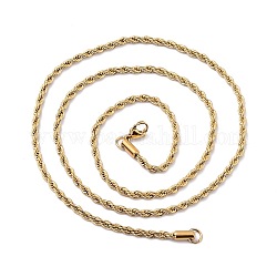 Collares de cadena de cuerda de 304 acero inoxidable, con cierre de langosta, dorado, 23.62 pulgada (60 cm), 3mm