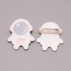 Astronaut Plastic Brooch for Backpack Clothes, White, 31.5x27x7mm, Pin: 0.7mm