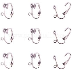 PandaHall 10 pcs Iron Non-Pierced Clip on Earring Components, Platinum Color, about 13.5mm wide, 15.5mm long, 7mm thick, hole: about 2mm
