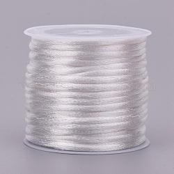 Nylon Rattail Satin Cord, Beading String, for Chinese Knotting, Jewelry Making, WhiteSmoke, 1mm, about 32.8 yards(30m)/roll