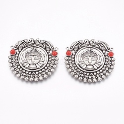 Tibetan Style Alloy Big Pendants, Human, Antique Silver, 52x54x5mm, Hole: 2mm