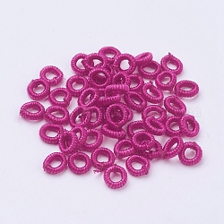 Cuentas de cuerda de nylon, anillo, magenta, 6~6.5x1.5mm, agujero: 3.5 mm, aproximamente 93~98 unidades / bolsa