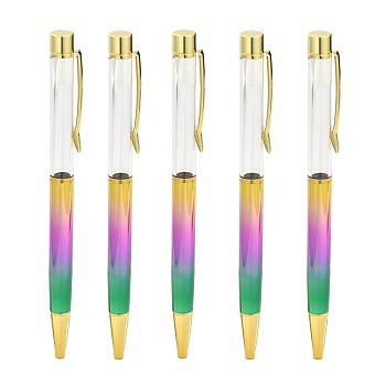 Creative Empty Tube Ballpoint Pens, with Black Ink Pen Refill Inside, for DIY Glitter Epoxy Resin Crystal Ballpoint Pen Herbarium Pen Making, Golden, Colorful, 140x10mm