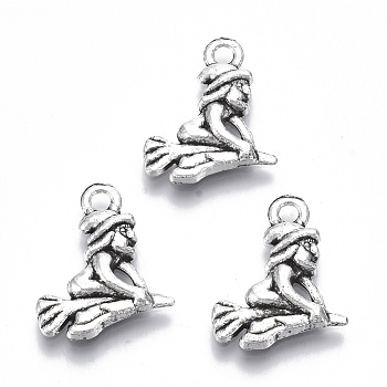 Tibetan Style Alloy Pendants, Lead Free & Cadmium Free, for Halloween, Halloween Witch, Antique Silver, 16.5x14.5x2.5mm, Hole: 1.8mm, about 500pcs/500g