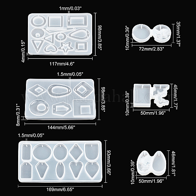 Varios diseños geométricos Huecos moldes de Resina para joyería DIY Marco prensado PandaHall Elite Alrededor de 72 Piezas Colgantes de Bisel Abierto