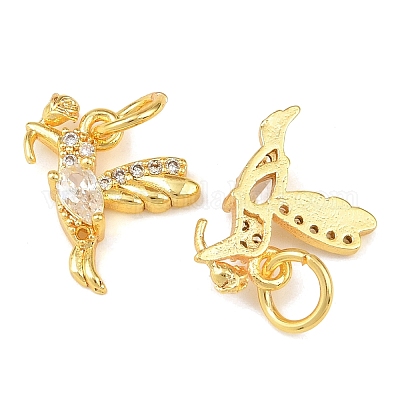 Латунные микропаве прозрачные подвески с фианитом KK-C142-07G-1