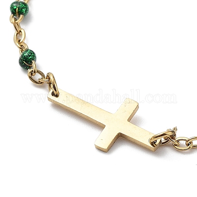 Ионное покрытие (ip) нержавеющая сталь 304 с эмалированными цепочками-браслетами BJEW-K226-03G-1