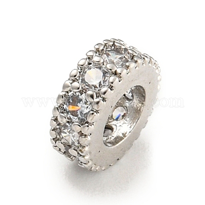 Бусины-проставки из латуни с кубическим цирконием KKB-L215-014P-1