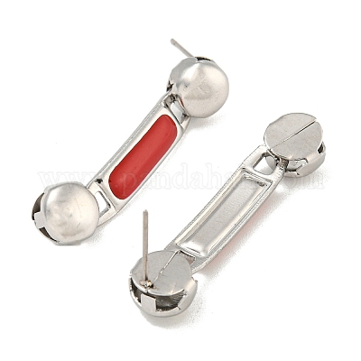 Серьги-гвоздики из нержавеющей стали 304 с эмалью EJEW-S229-15P-05-1