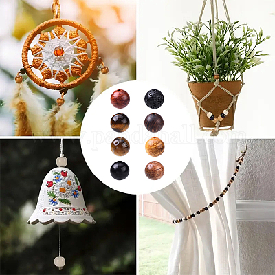 270 шт. 6 стиля натуральных вощеных деревянных бусин WOOD-YW0001-51-1