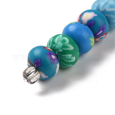 Handmade Polymer Clay Beads Strands, with Seed Beads, Rondelle with Flower  Pattern, Colorful, 8~8.5x5~5.5mm, Hole: 2.5mm, about 29pcs/strand, 7.44
