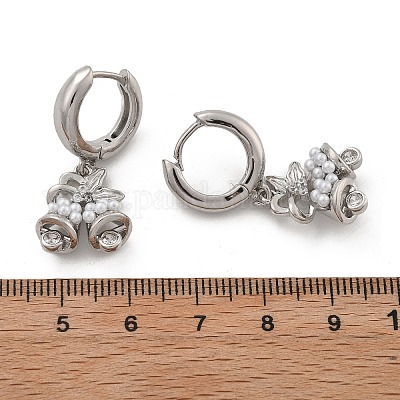 Латунные серьги-кольца из прозрачного кубического циркония EJEW-R016-06P-1