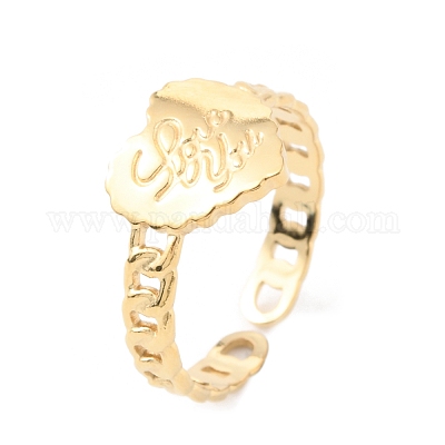 Кольца-манжеты из нержавеющей стали 304 с надписью «любовь открыта» на день святого Валентина RJEW-D002-15G-1