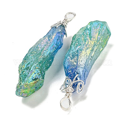 Гальванические большие подвески из необработанного натурального кварца с кристаллами G-A229-02P-03-1