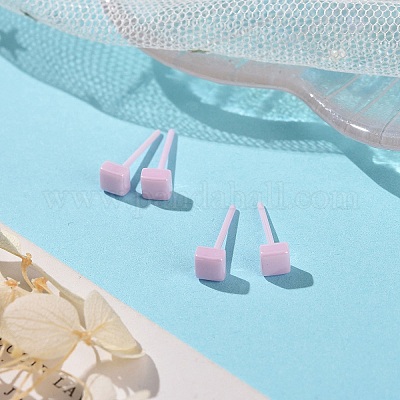 Гипоаллергенные серьги-гвоздики из биокерамики с цирконием и квадратной керамикой EJEW-Z023-07A-1