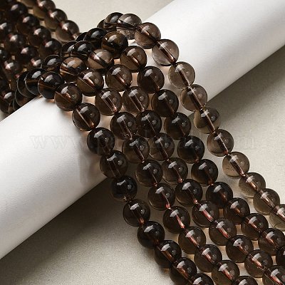 Природные дымчатый кварц бисер пряди круглые G-E329-8mm-38-1
