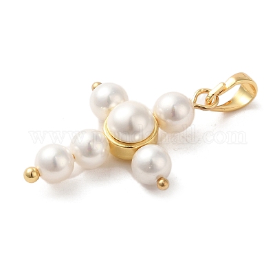 Подвески из латуни и акрила с жемчугом KK-G488-04G-1