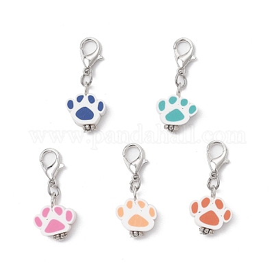 Подвесные украшения из полимерной глины и бусин в тибетском стиле ручной работы HJEW-JM03278-1