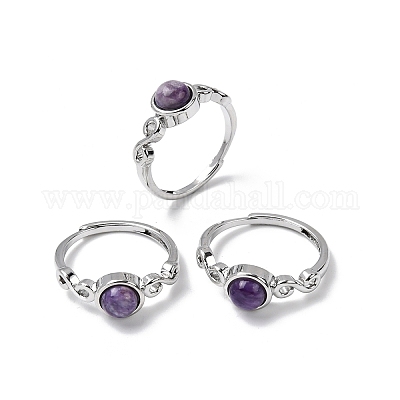 Кольца из натурального чароита RJEW-A084-04P-07-1