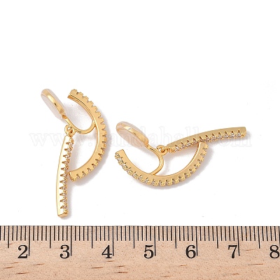 Латунные серьги-клипсы с микропаве из прозрачного кубического циркония EJEW-K286-13G-1