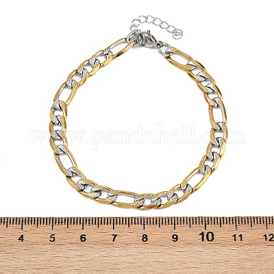 Браслеты-цепочки Figaro из нержавеющей стали 304 для женщин BJEW-G757-15GP-1