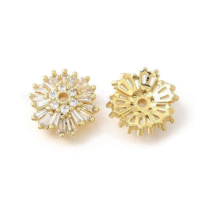 Колпачки для бусин из прозрачного кубического циркония в форме цветка из латуни KK-V008-07G-1