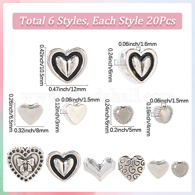 120шт 6 стиля бусины из сплава в тибетском стиле TIBE-SP0001-22B-1