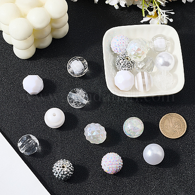 20шт. набор из 10-х видов акриловых и смоляных бусин DIY-PA0001-02B-1