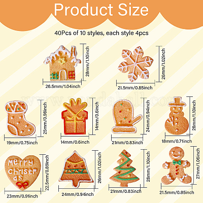 40 шт. 10 стиля рождественская тематика непрозрачная смола имитация бисквита декоден кабошоны RESI-CA0001-75-1