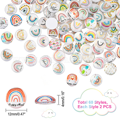 120шт стеклянные кабошоны GGLA-PH0001-25-1