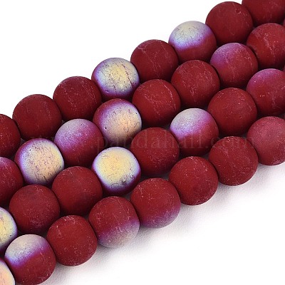 Нити из матовых непрозрачных стеклянных бусин GLAA-T032-P6mm-MBB05-1