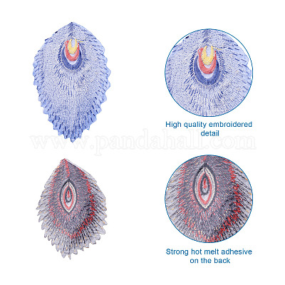 32 шт. 16 стиля полиэстеровая вышитая ткань самоклеящиеся нашивки с павлиньими перьями DIY-PJ0001-26-1