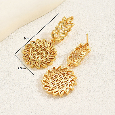 Винтажные серьги-гвоздики в виде листьев и цветов из латуни в стиле отпуска HZ7784-1