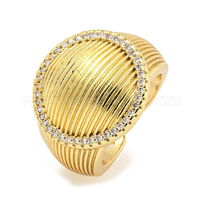 Широкое открытое кольцо-манжета с прозрачным кубическим цирконием RJEW-L121-020G-1