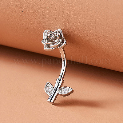 Кольца для живота в форме штанги из розовой латуни с кристаллами и стразами FS-WG9EA33-01-1