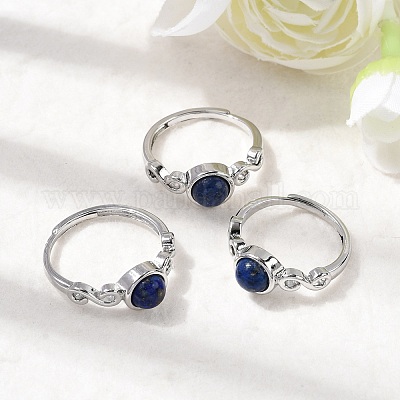 Природные лазурит кольца палец RJEW-A084-04P-10-1