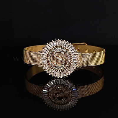 Латунные браслеты с микропаве из прозрачных кубических цирконий для женщин FS-WGA7409-40-1