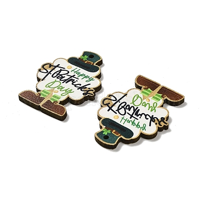 Подвески из дерева с тематикой дня святого патрика WOOD-V002-02F-1