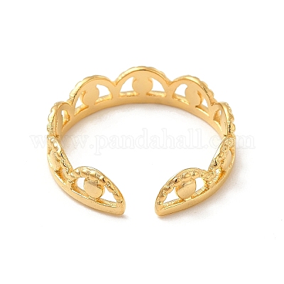 Ионное покрытие (ip) 304 нержавеющая сталь корона открытое кольцо манжета для женщин RJEW-E066-08G-1