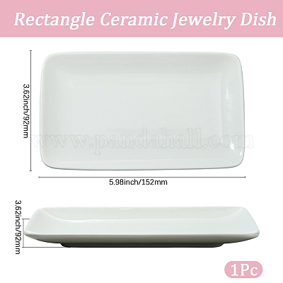 1 шт. прямоугольная керамическая тарелка для украшений AJEW-BBC0002-48-1