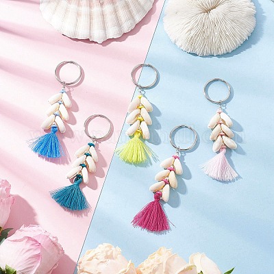 Натуральный ракушечный поликоттон (полиэстер хлопок) кисточки подвески брелки KEYC-JKC01292-1