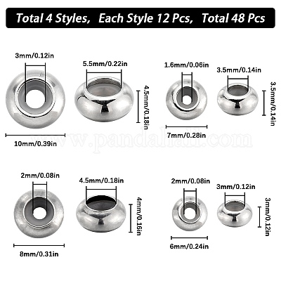 48 шт. 4 вида бусин из нержавеющей стали 201 и 304 STAS-SC0007-34-1