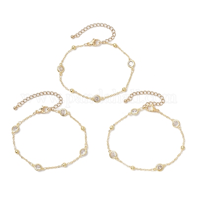 Плоские круглые браслеты из кубического циркония для женщин BJEW-JB11634-1