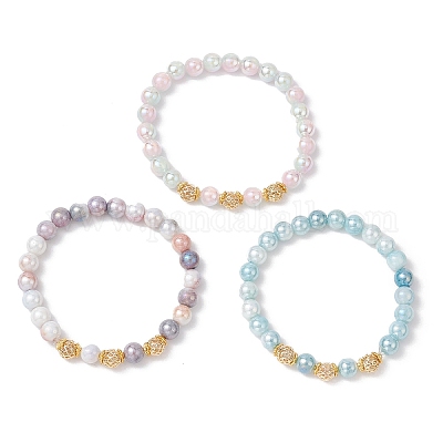 Гальванизированные градиентные цветные стеклянные растягивающиеся браслеты BJEW-JB11963-1