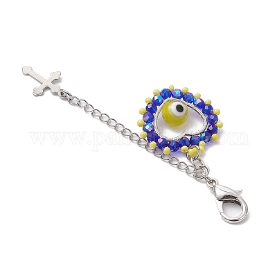 Подвеска в виде сердца из стеклянных бусин и лампворк ручной работы от сглаза HJEW-MZ00211-04-1