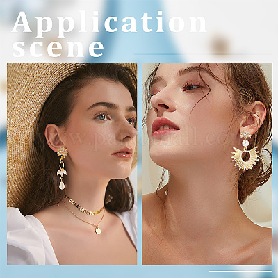 4 пара 4 стильных сережек-гвоздиков из латуни с кубическим цирконием в форме цветка EJEW-BBC0001-11-1